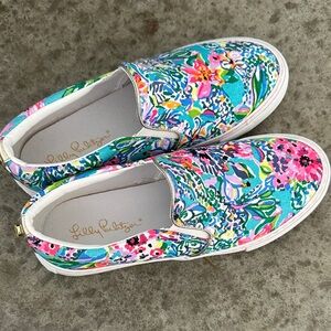 Lilly Pulitzer Women's Vibrant Floral Sneakers - Blue and Pink